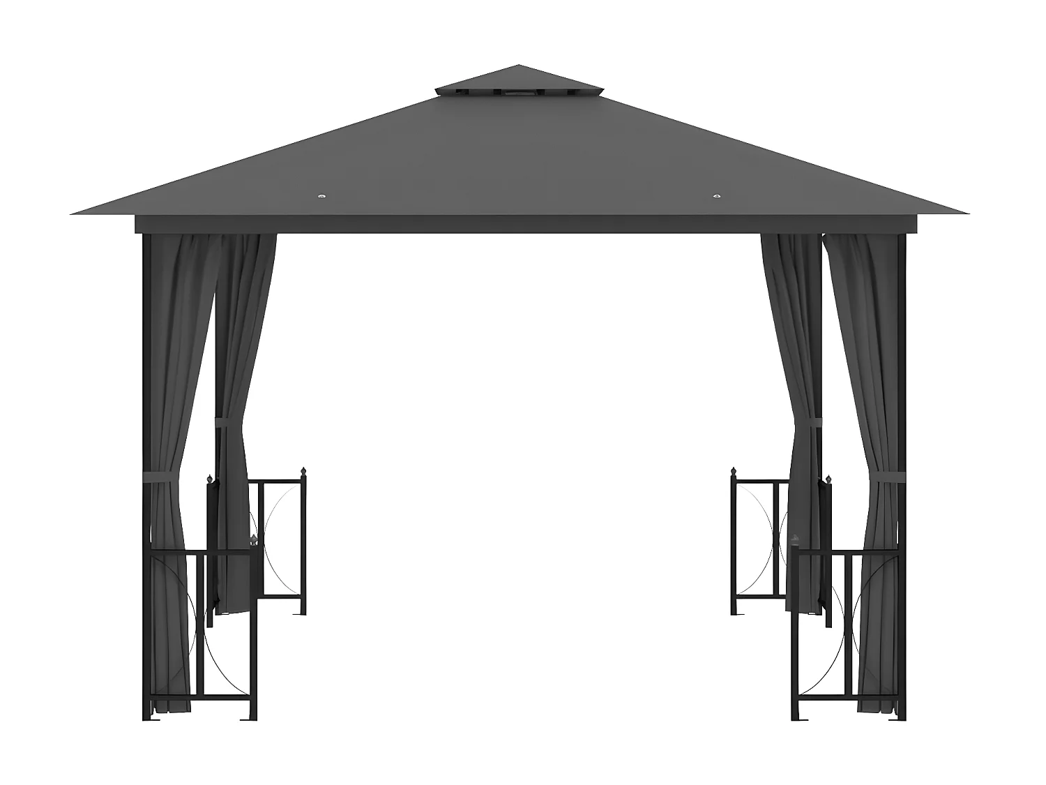 Gazebo - Tenda de recepção com paredes laterais e telhado duplo 3x3 m cor antracite PT585537