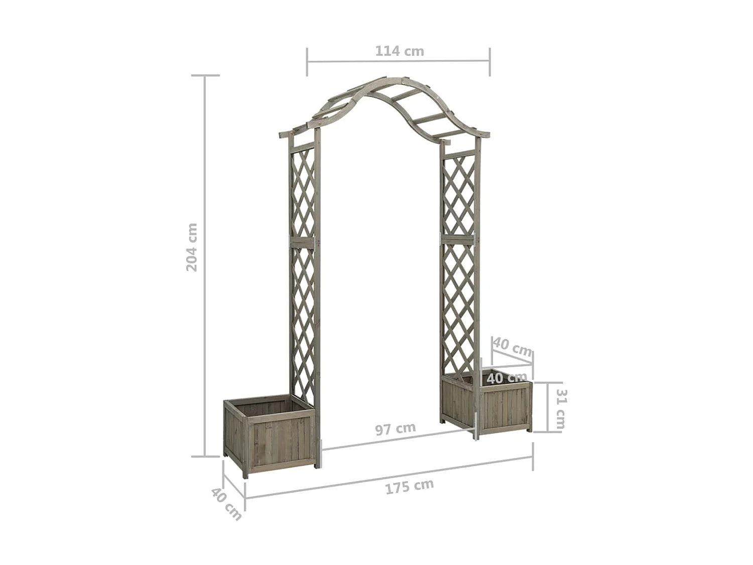 Pergola met plantenbak massief vurenhout grijs NL835098