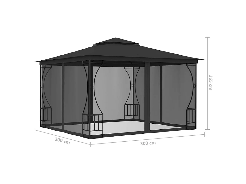 Gazebo - Tenda de recepção com redes 300x300x265 cm antracite PT979149