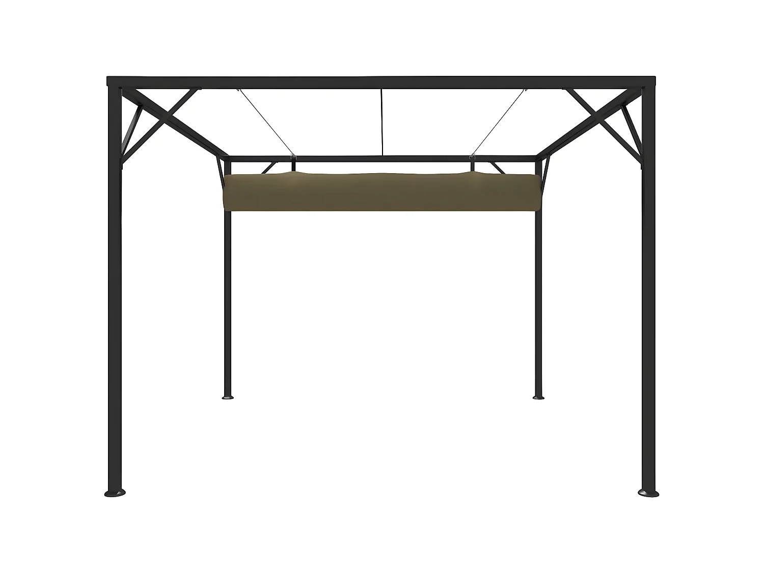 Gazebo jardim telhado retrátil 3x3 m 180 g/m² cinza-acastanhado PT409260