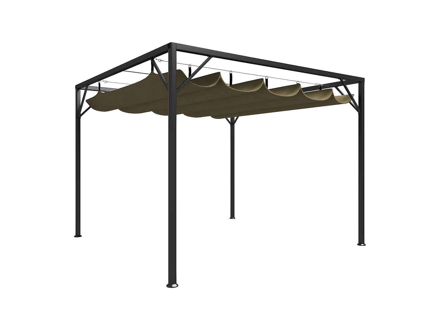 Pergola de jardin avec auvent rétractable 3x3m Taupe 180 g/m² WVGQ4216