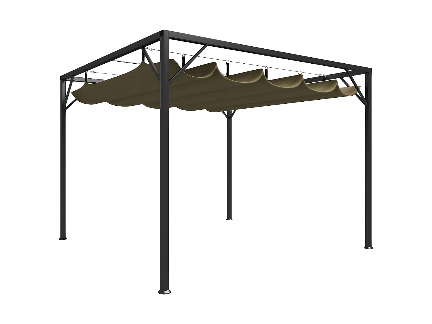 Pergola de jardin avec auvent rétractable 3x3m Taupe 180 g/m² WVGQ4216
