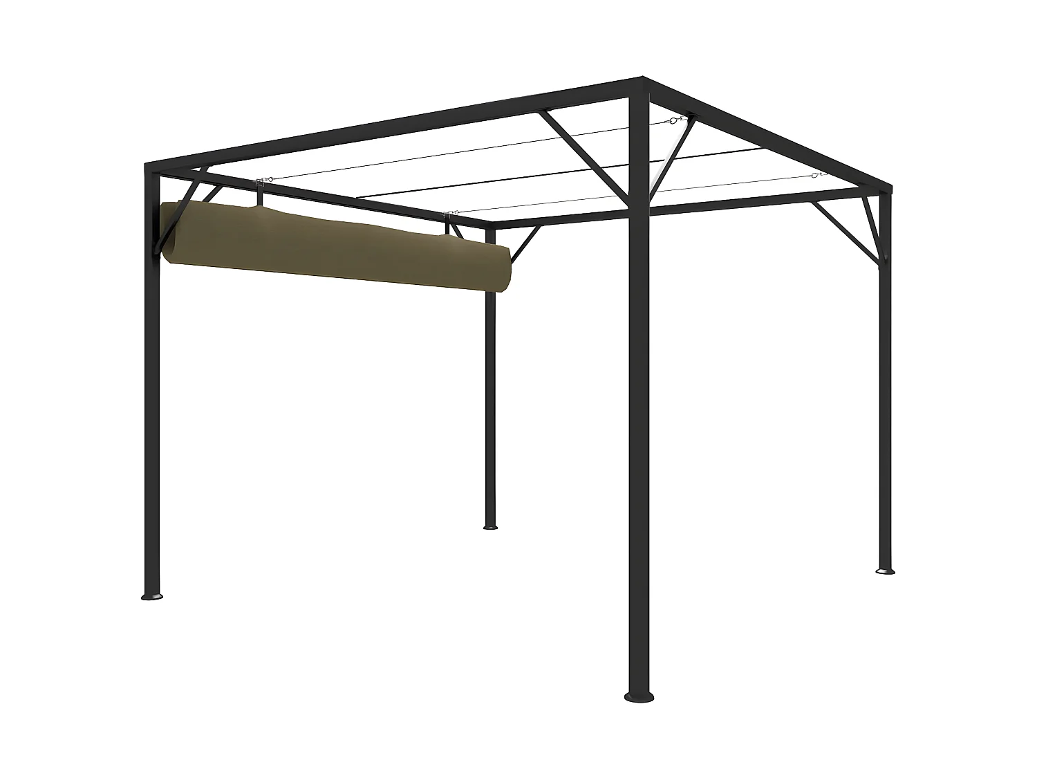 Pergola de jardin avec auvent rétractable 3x3m Taupe 180 g/m² WVGQ4216