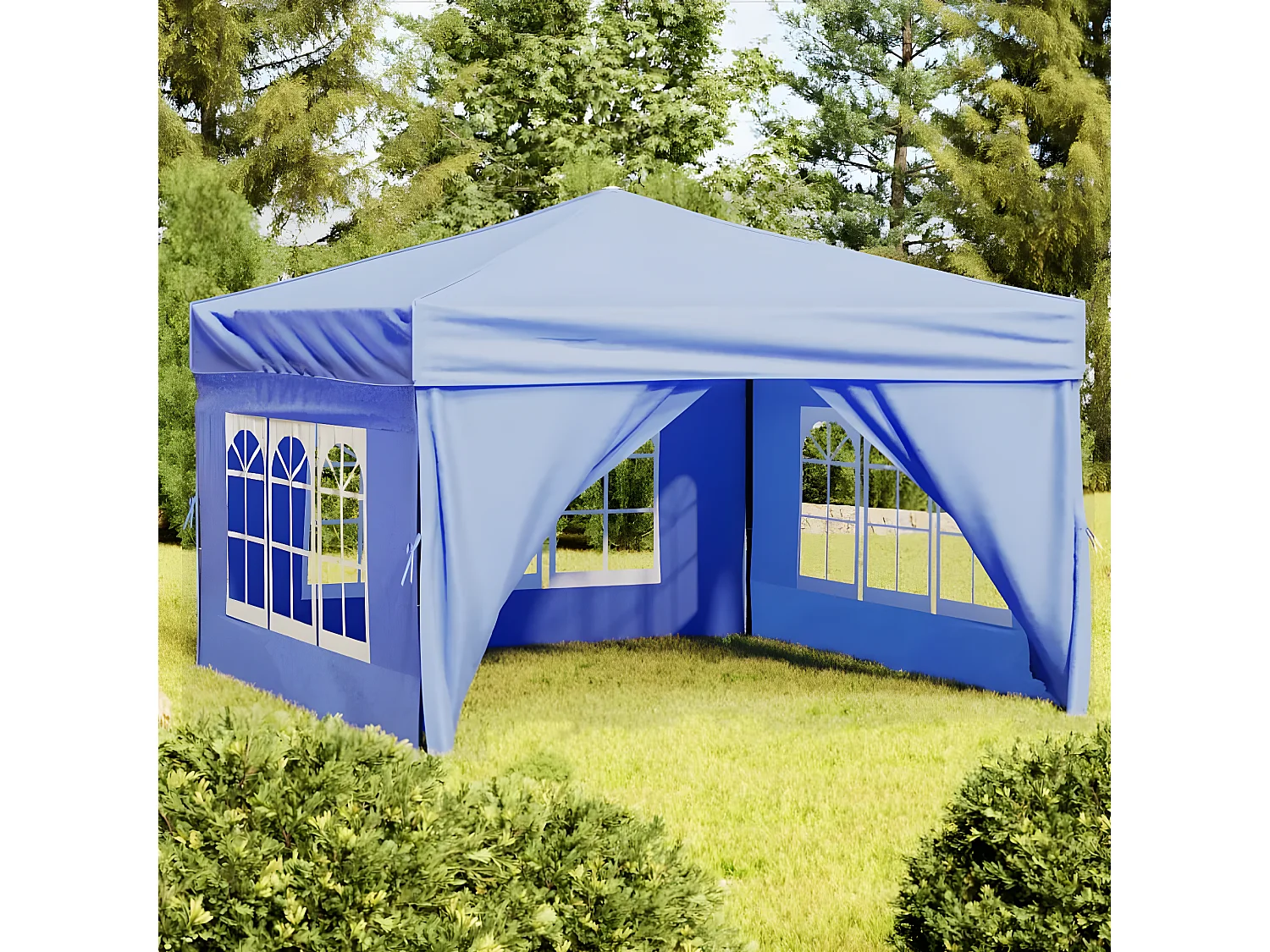 Tenda para festas dobrável com paredes laterais 3x3 m azul PT307510