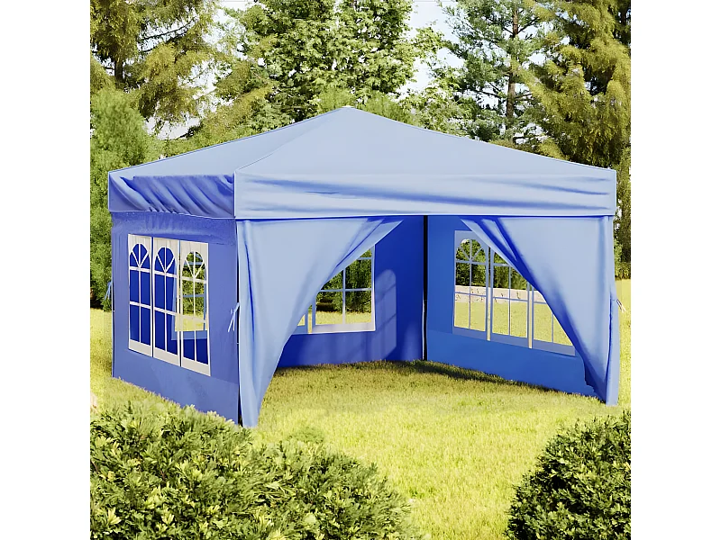 Tente de réception pliable avec parois Bleu 3x3 m WVGQ7082