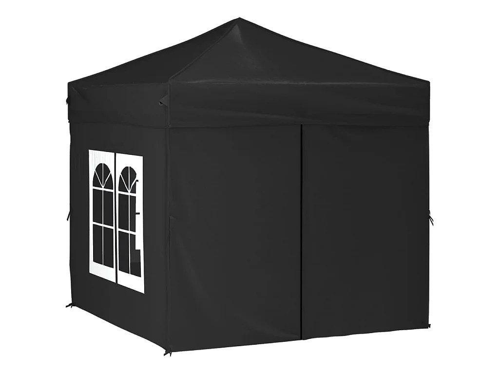 Tente de réception pliable avec parois Noir 2x2 m WVGQ2916