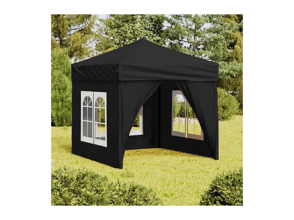 Carpa para fiestas plegable con paredes laterales negro 2x2 m ES602506