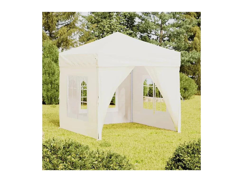 Carpa para fiestas plegable con paredes laterales crema 2x2 m ES731074