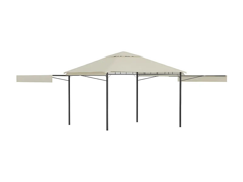 Gazebo - Tenda de recepção com toldos duplos extensíveis 3x3x2,75 m 180 g/m² creme PT230107