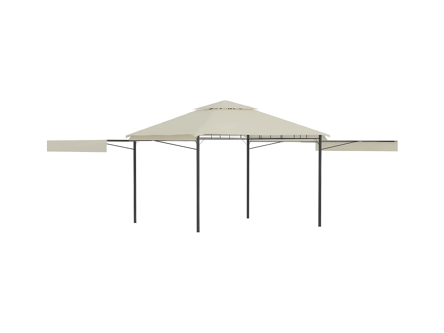 Gazebo - Tenda de recepção com toldos duplos extensíveis 3x3x2,75 m 180 g/m² creme PT230107