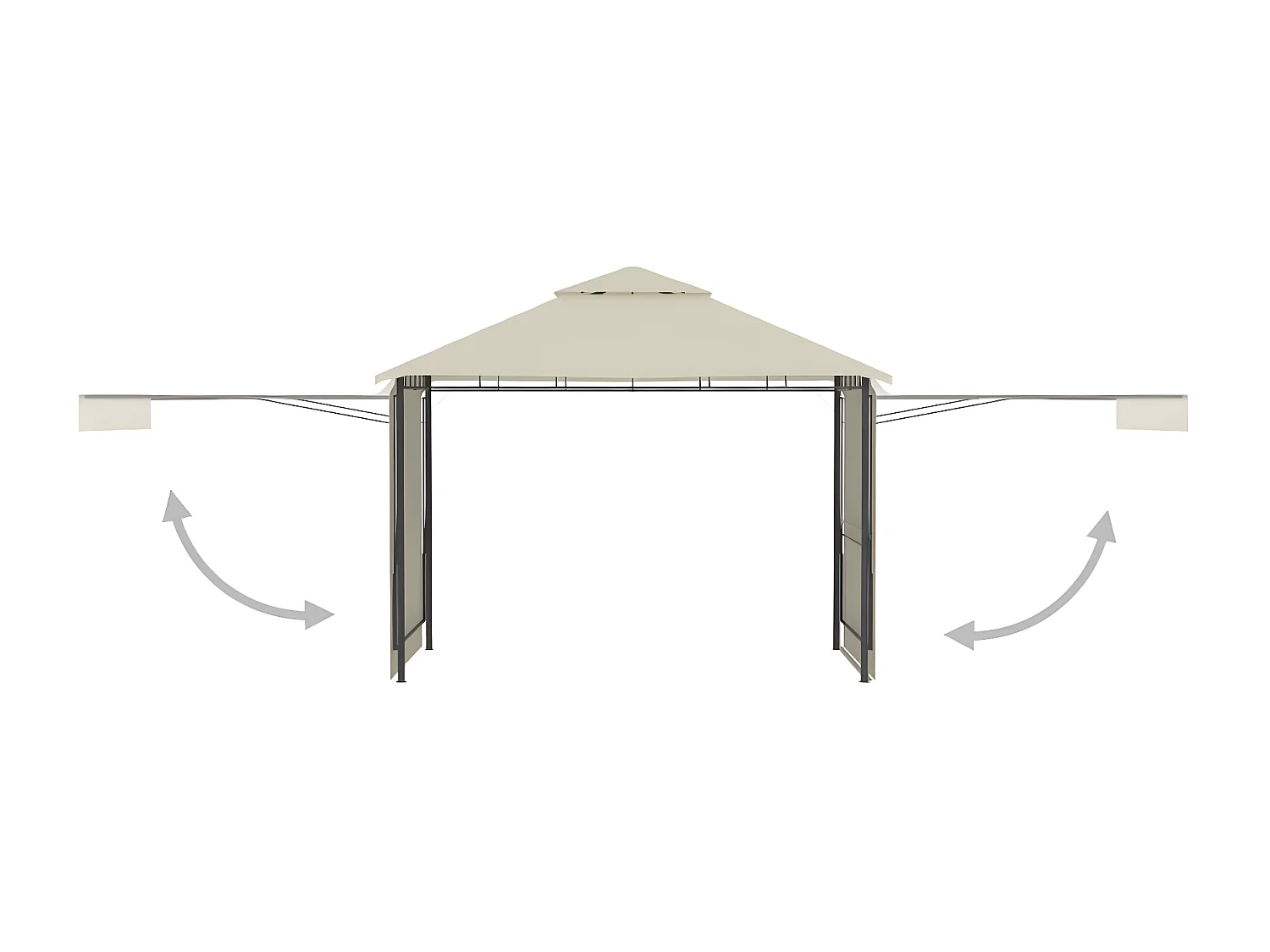 Tonnelle avec double toits étendus 3x3x2,75 m Crème 180 g/m² WVGQ8321