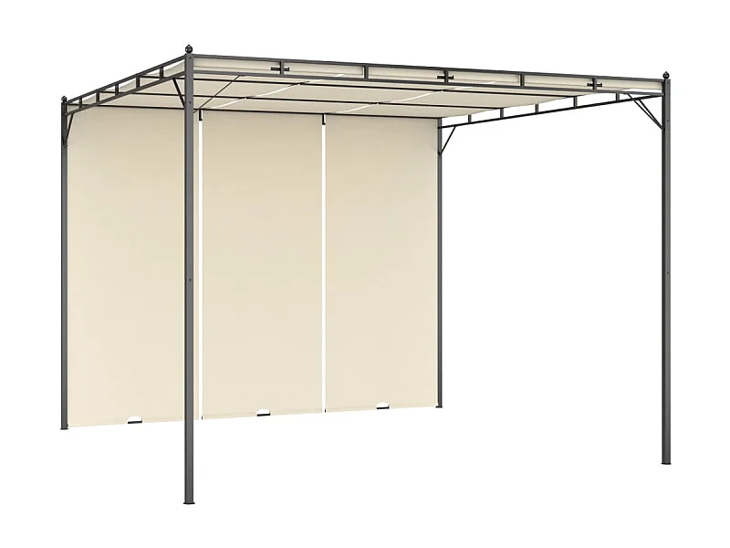 Gazebo - Tenda de recepção de jardim com cortina lateral 3x3x2,25m cor creme PT936148