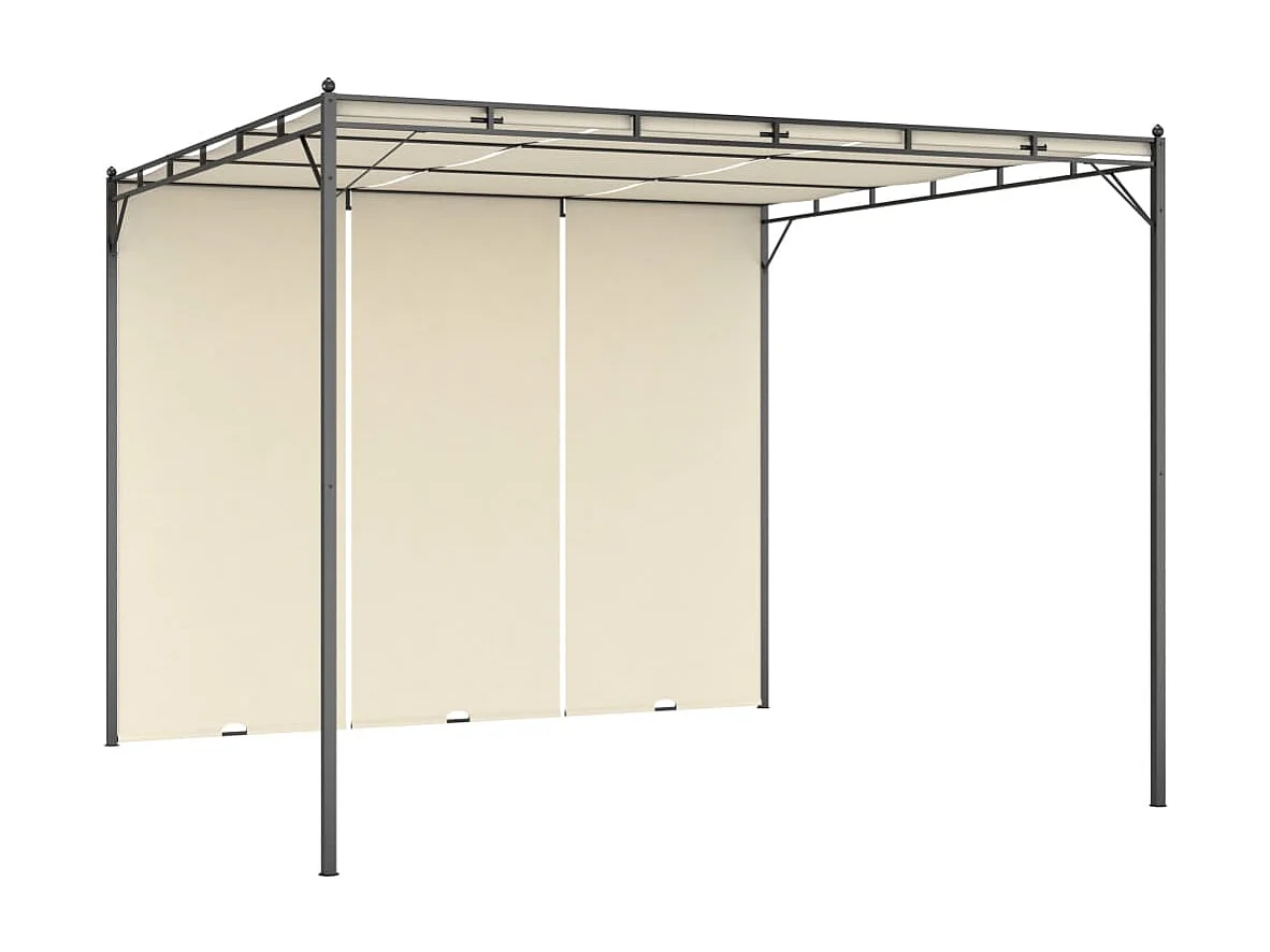 Gazebo - Tenda de recepção de jardim com cortina lateral 3x3x2,25m cor creme PT936148