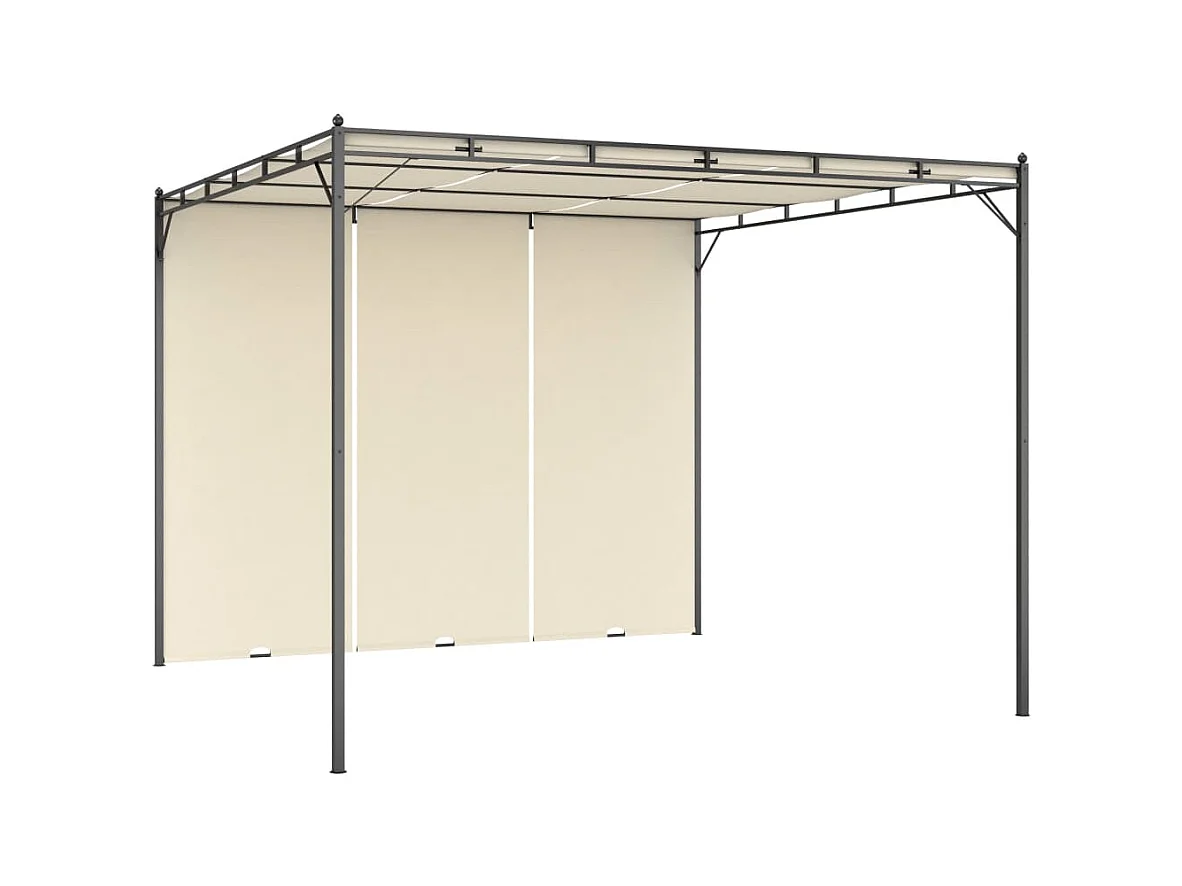Tonnelle de jardin avec rideau latéral 3x3x2,25 m Crème WVGQ2345