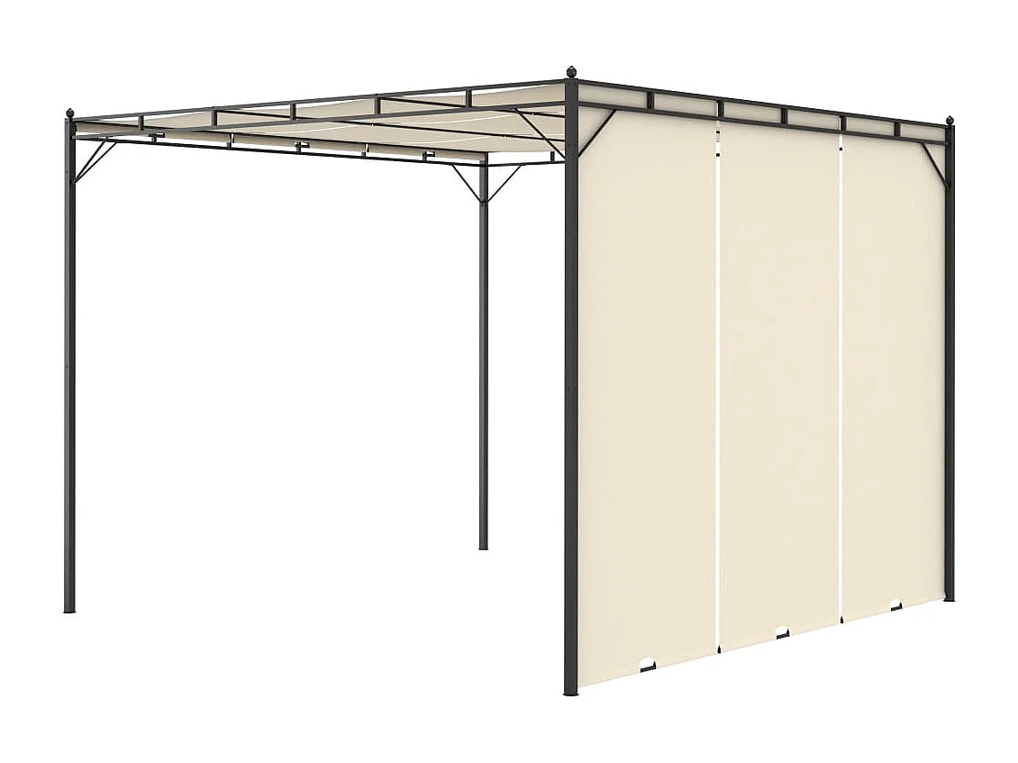 Tonnelle de jardin avec rideau latéral 3x3x2,25 m Crème WVGQ2345