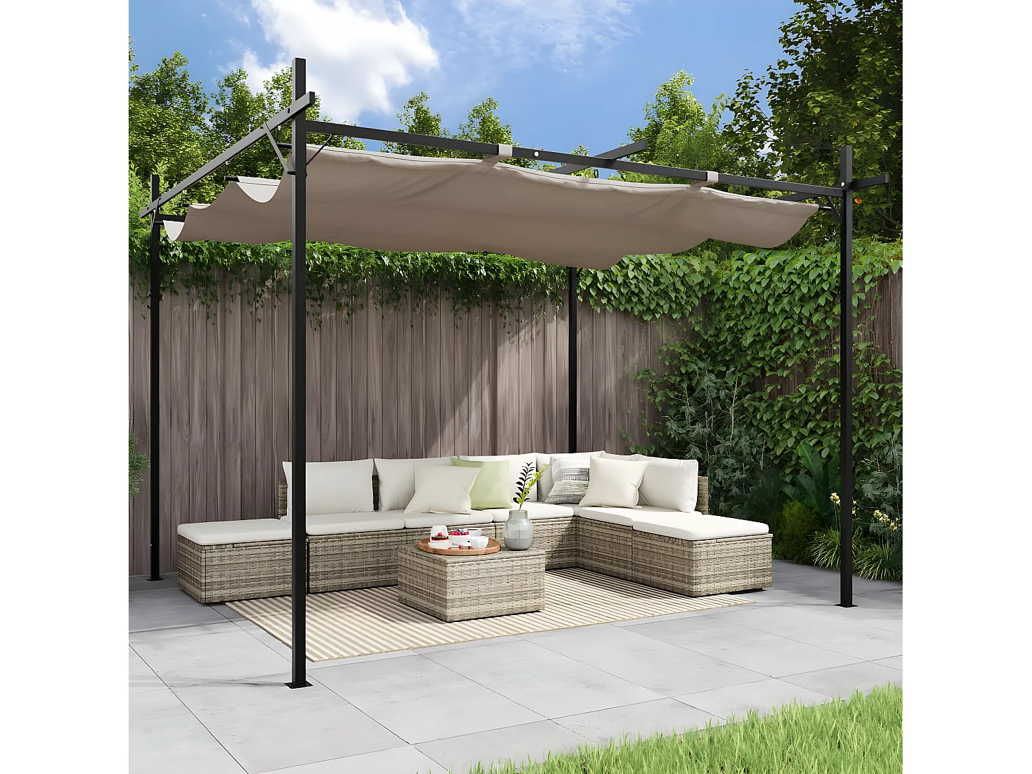 Pergola avec toit rétractable taupe 295x292x230 cm WVGQ7974