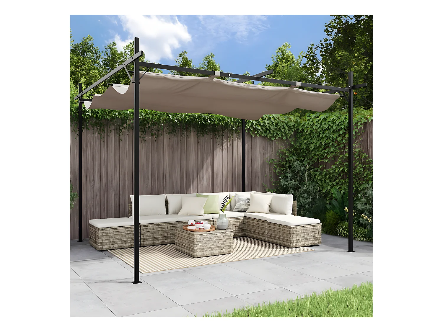 Pergola avec toit rétractable taupe 295x292x230 cm WVGQ7974