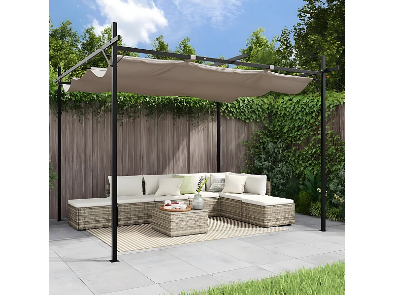 Pergola avec toit rétractable taupe 295x292x230 cm WVGQ7974