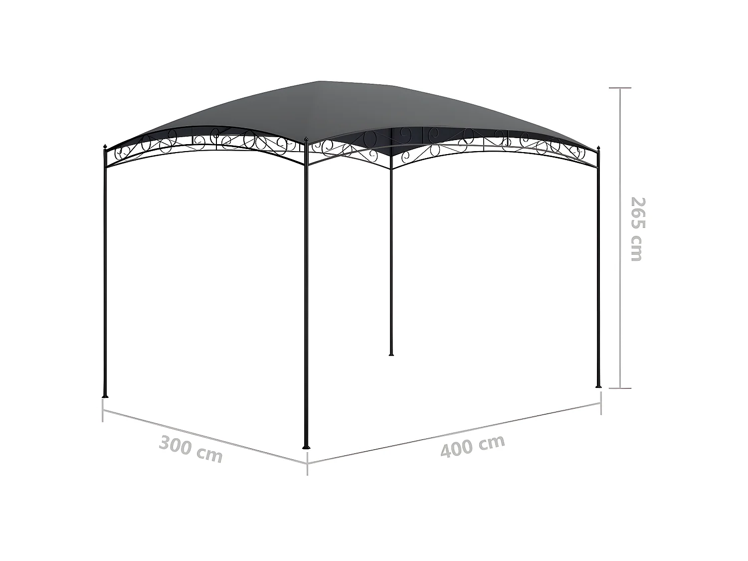 Gazebo - Tenda de recepção 3x4x2,65 m 180 g/m² antracite PT599635