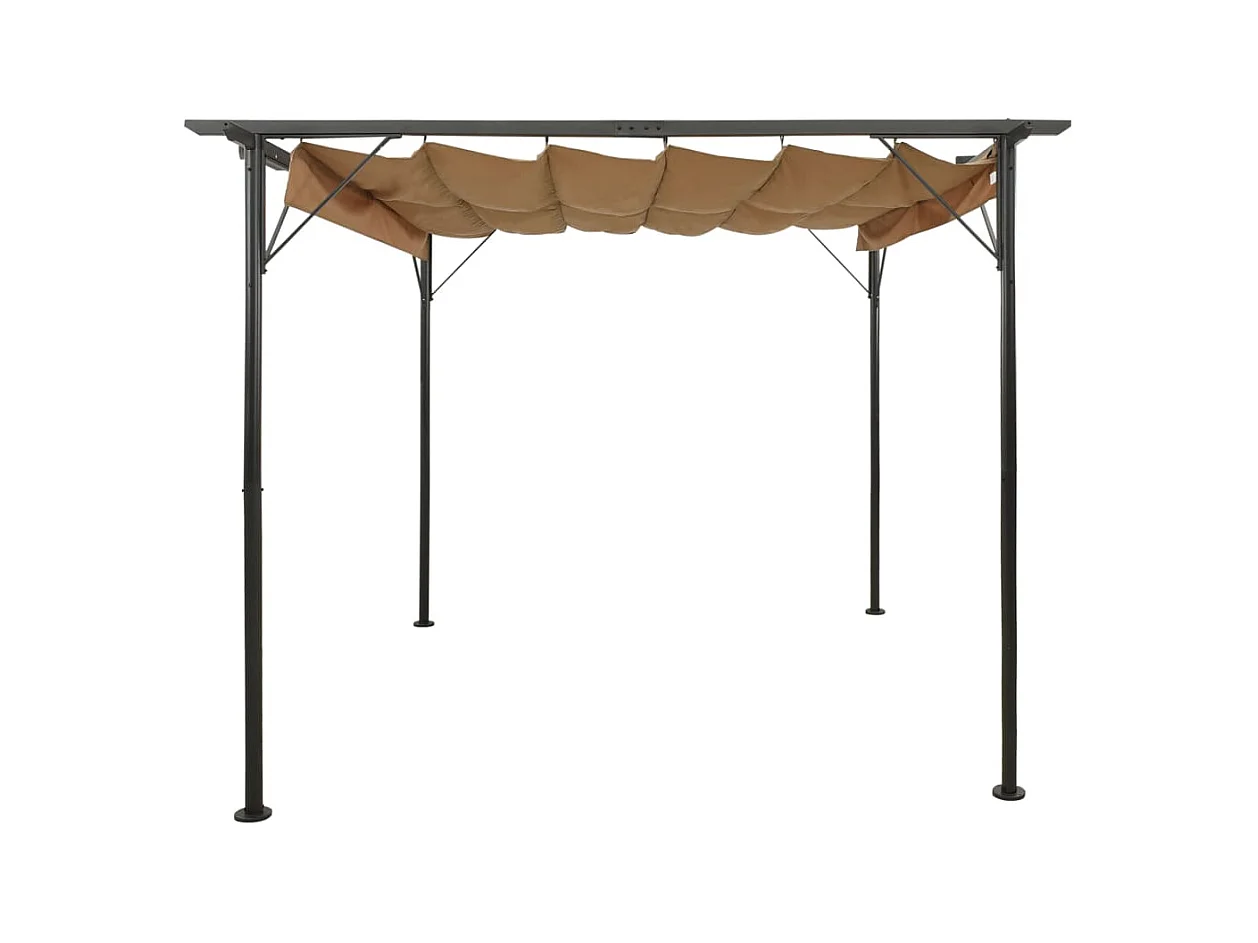 Pergola met uittrekbaar dak 180 g/m² 3x3 m staal taupe NL569810