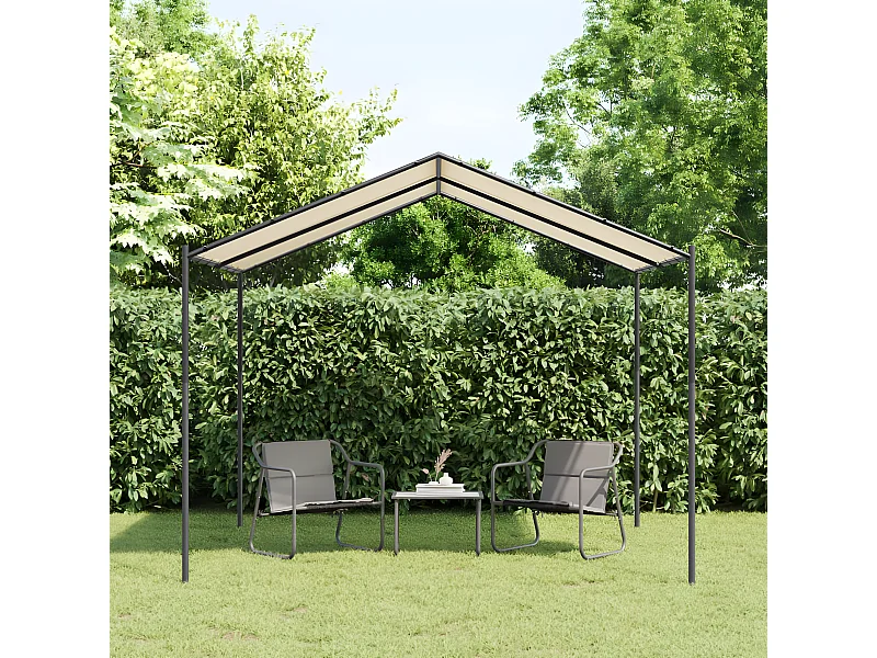 Tenda com toldo 3x3 m aço e tecido bege PT221732