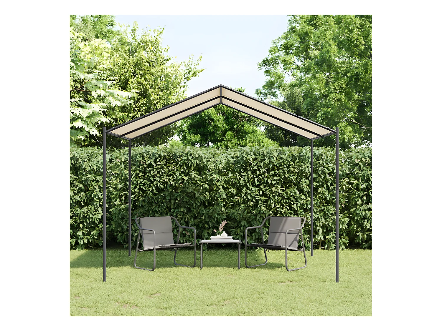 Tenda com toldo 3x3 m aço e tecido bege PT221732