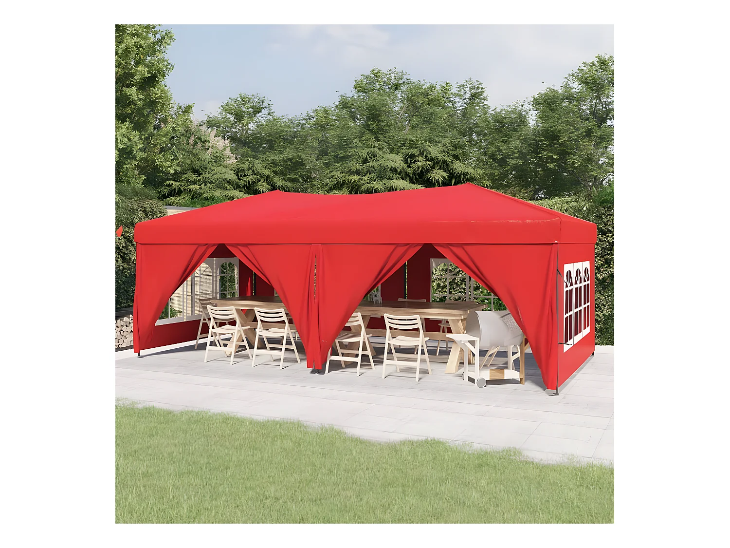 Tente de réception pliable avec parois Rouge 3x6 m WVGQ6143