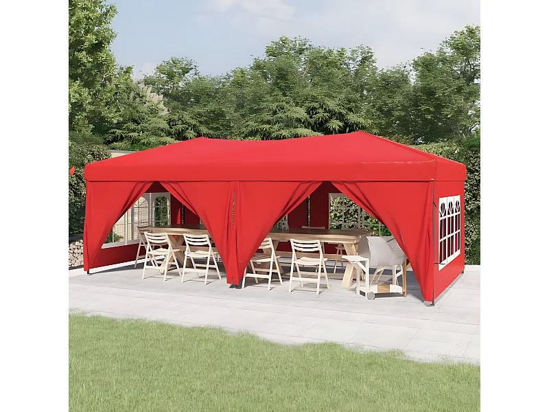 Partytent inklapbaar met zijwanden 3x6 m rood NL581673