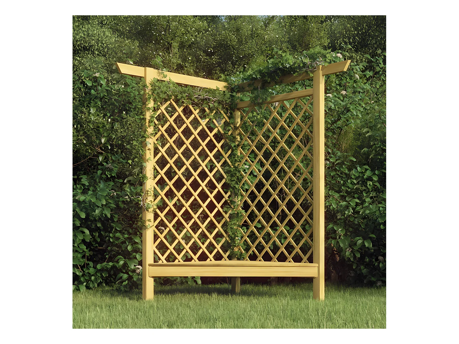 Pergola d'angle avec banc 166x81x174 cm Bois de pin imprégné   WVGQ9480