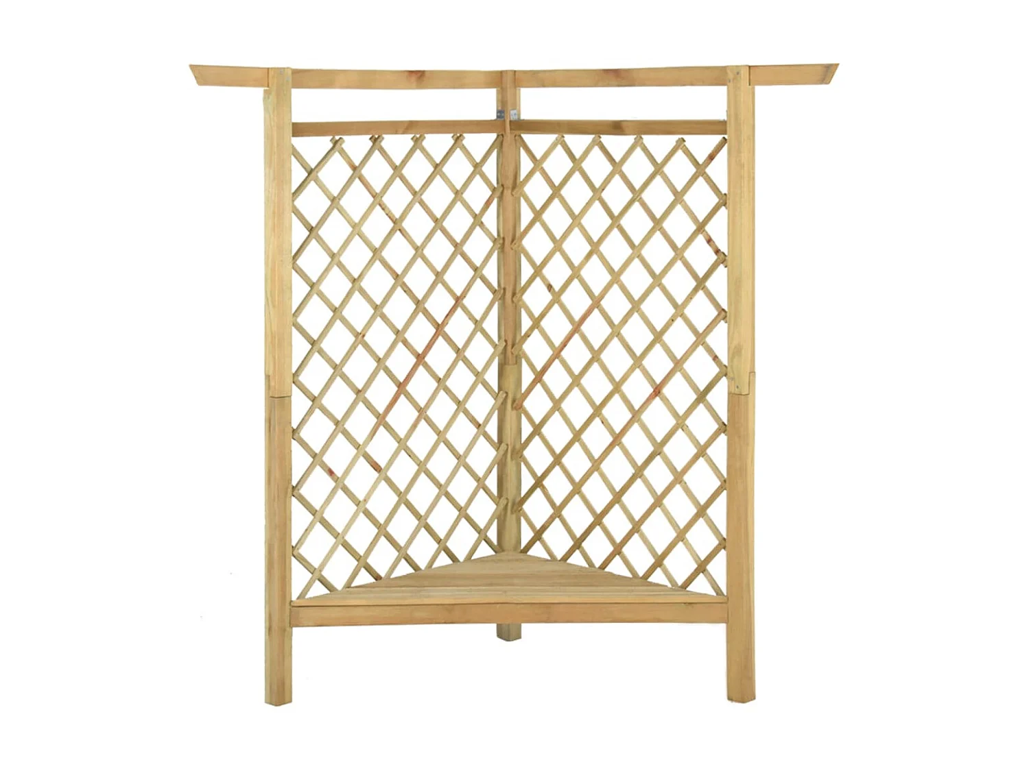 Pérgola esquinera con banco madera pino impregnada 166x81x174cm ES626945