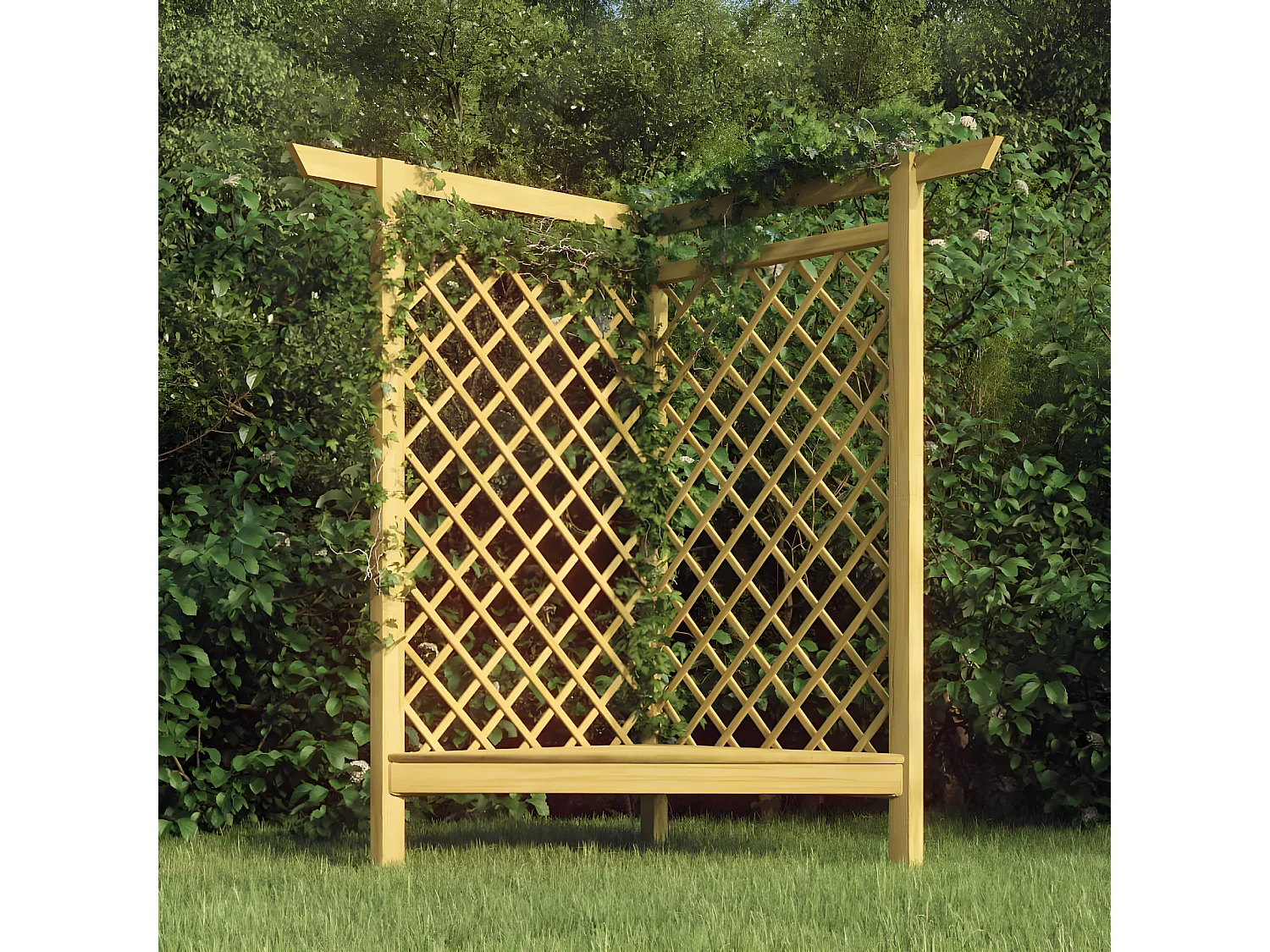 Pergola d'angle avec banc 166x81x174 cm Bois de pin imprégné   WVGQ9480