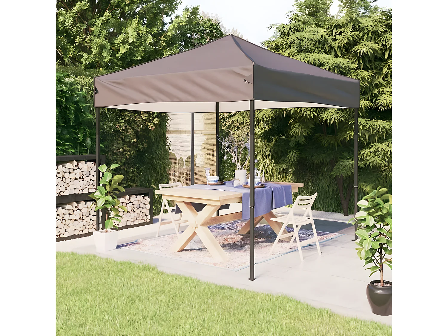 Carpa para fiestas plegable gris taupe 2x2 m ES935602