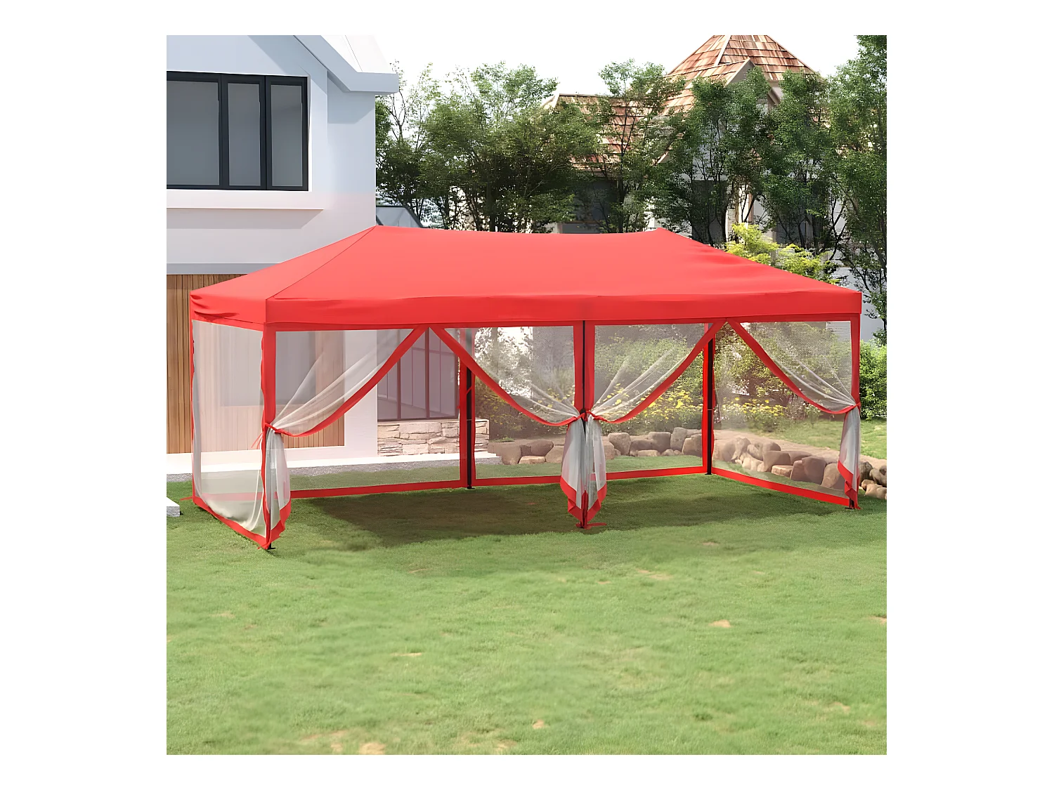 Tente de réception pliable avec parois Rouge 3x6 m WVGQ7755