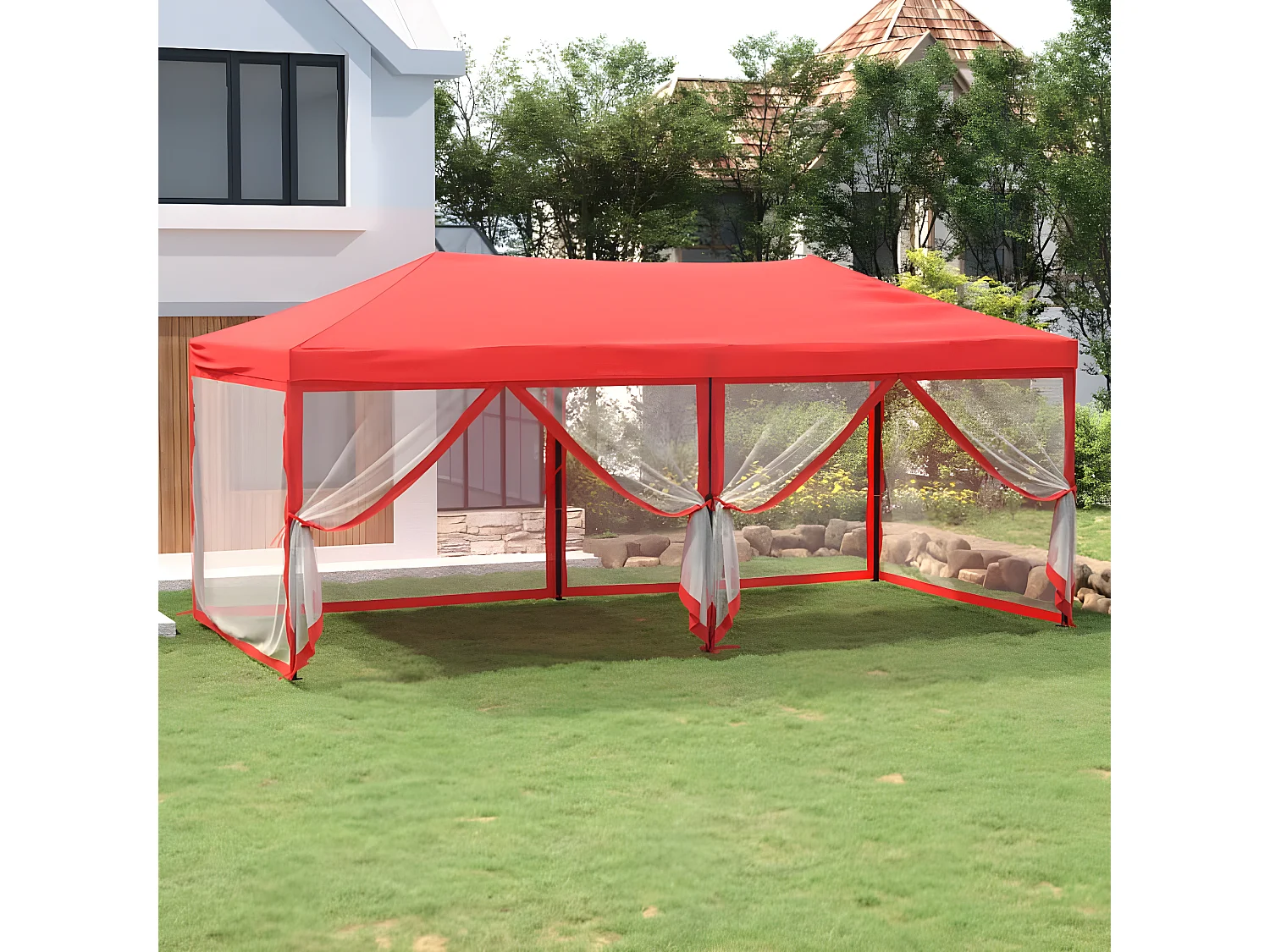 Tente de réception pliable avec parois Rouge 3x6 m WVGQ7755