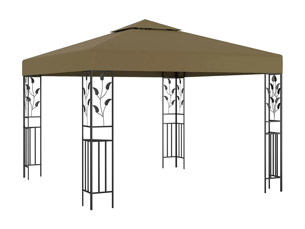 Gazebo - Tenda de recepção com cordões de luzes LED 3x3 m cinza-acastanhado PT239792