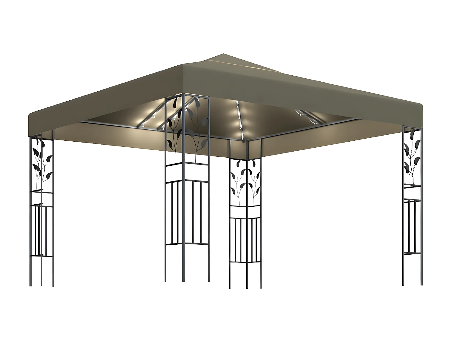 Tonnelle avec guirlande lumineuse à LED 3x3 m Taupe WVGQ4894