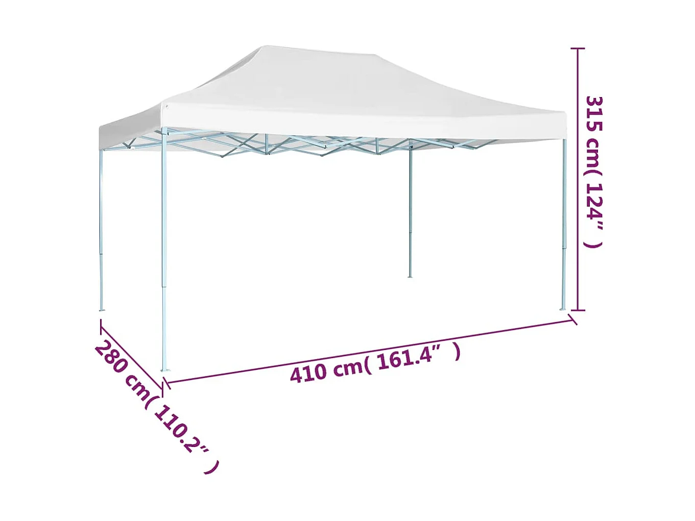 Tente de réception pliable professionnelle 3x4 m Acier Blanc WVGQ2805