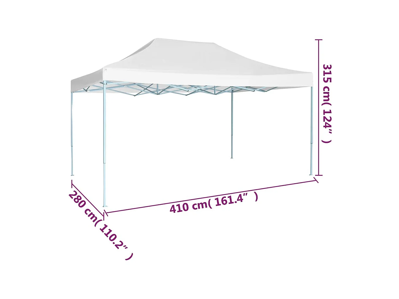 Partytent inklapbaar 3x4 m staal wit NL337774