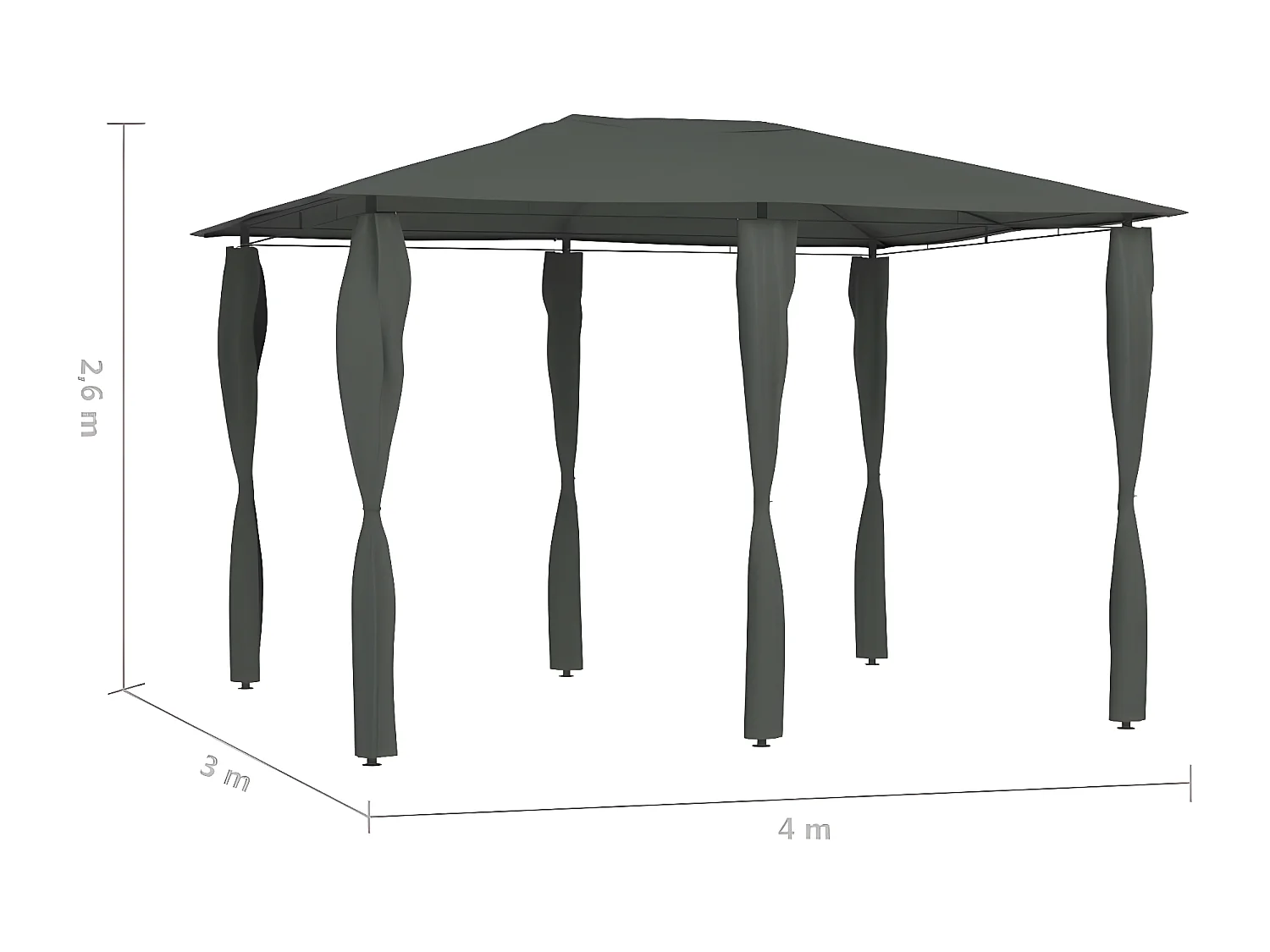 Gazebo - Tenda de recepção 3x4x2,6 m com capas para postes 160 g/m² antracite PT358482