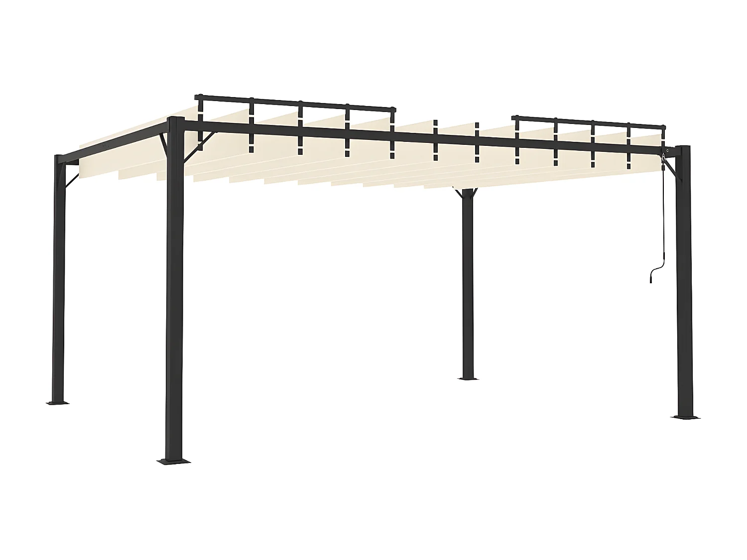 Tonnelle avec toit à persienne 3x4 m Crème Tissu et aluminium WVGQ6659