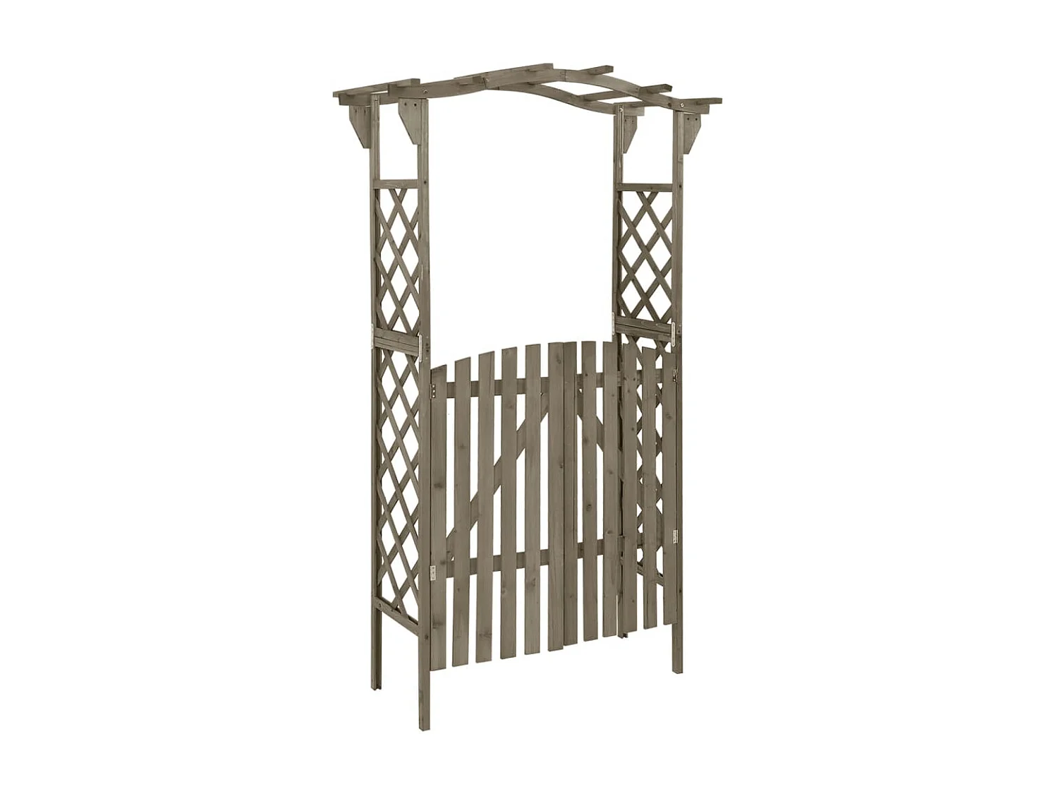 Pergola met poort 116x40x204 cm massief vurenhout grijs NL268991