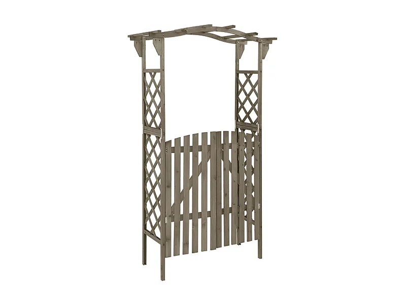 Pergola avec portail 116x40x204 cm Gris Bois de sapin massif WVGQ6175