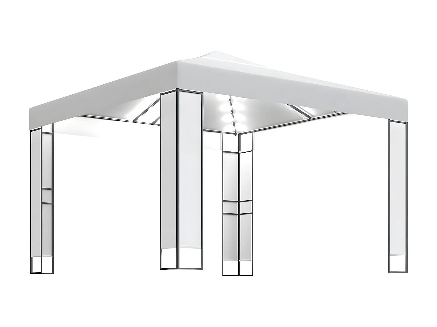 Tonnelle avec double toit et lumières LED 3x3 m Blanc WVGQ1841