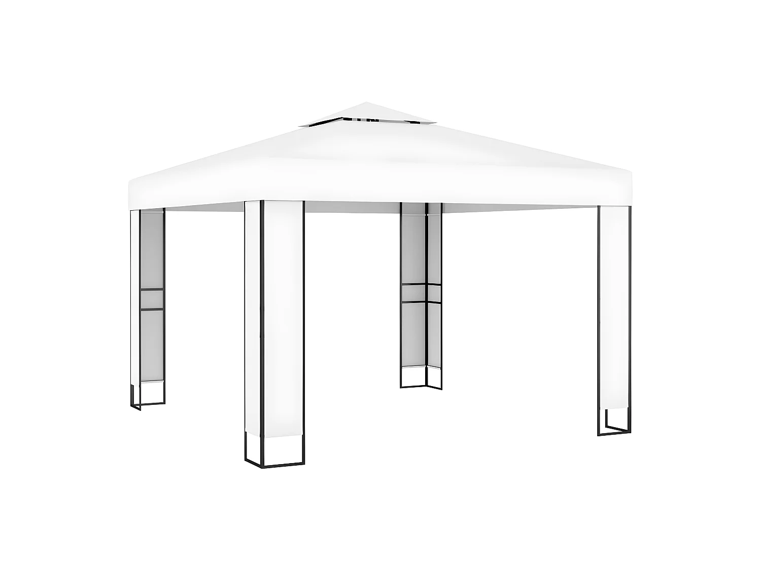 Prieel met dubbel dak en LED-lichtslinger 3x3 m wit NL454383