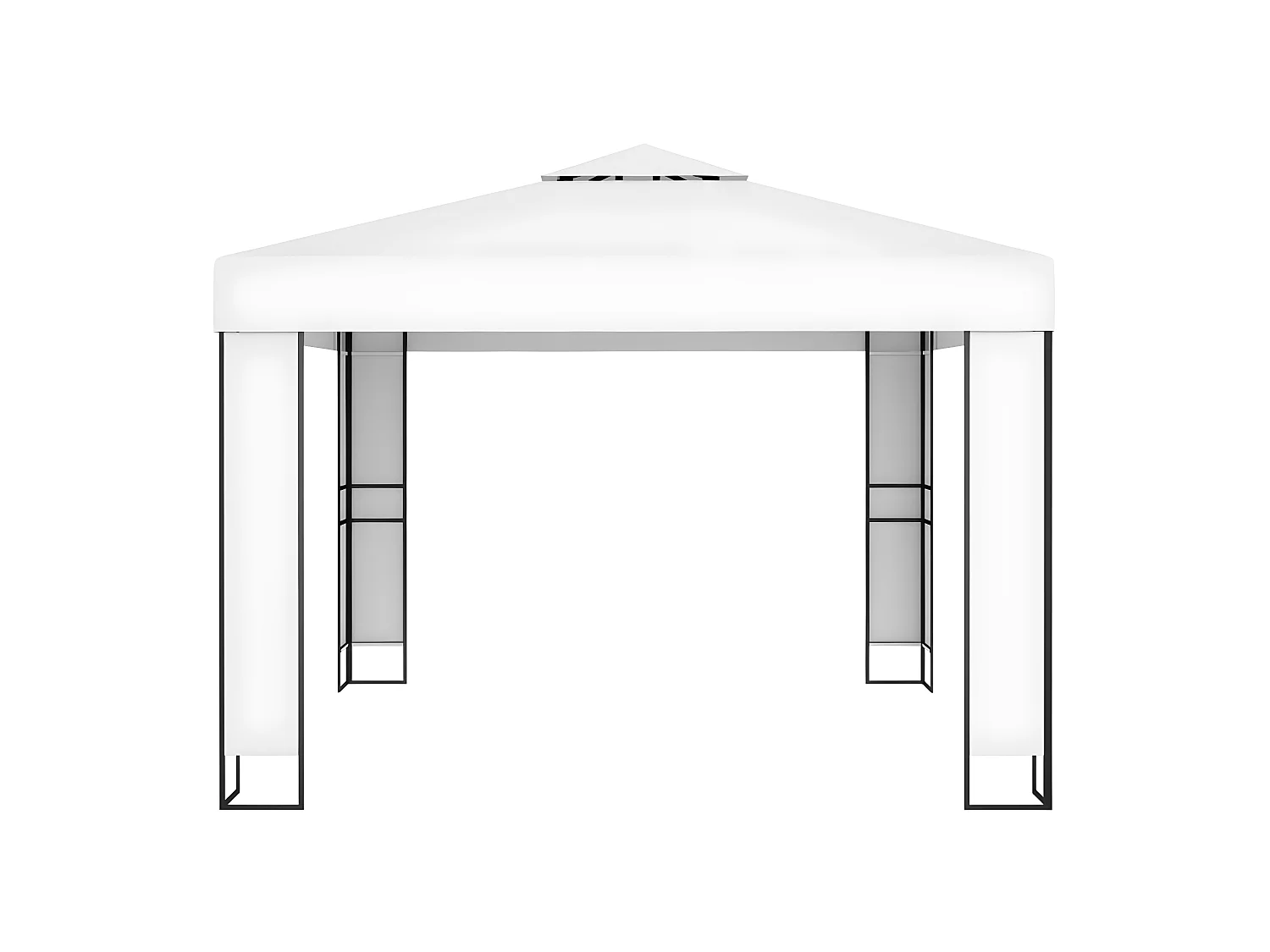 Prieel met dubbel dak en LED-lichtslinger 3x3 m wit NL454383