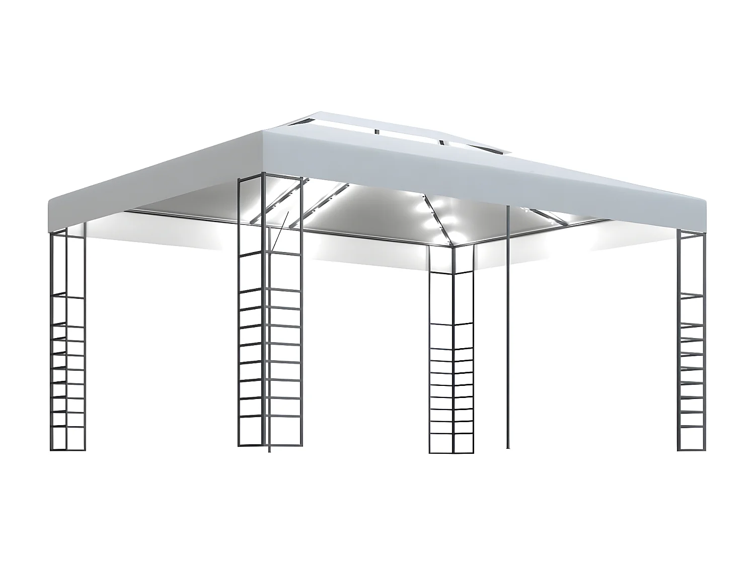 Gazebo - Tenda de recepção com cordões de luzes LED 4x3x2,7 m branco PT584460