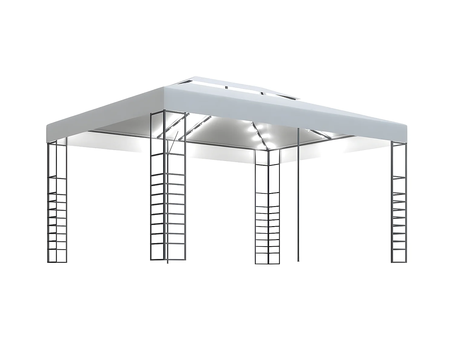 Prieel met LED-lichtslinger 4x3x2,7 m wit NL121506