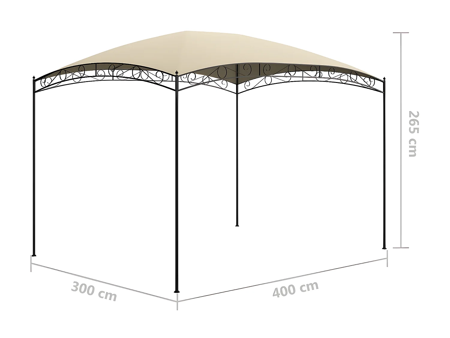 Gazebo - Tenda de recepção 3x4x2,65 m 180 g/m² creme PT320590