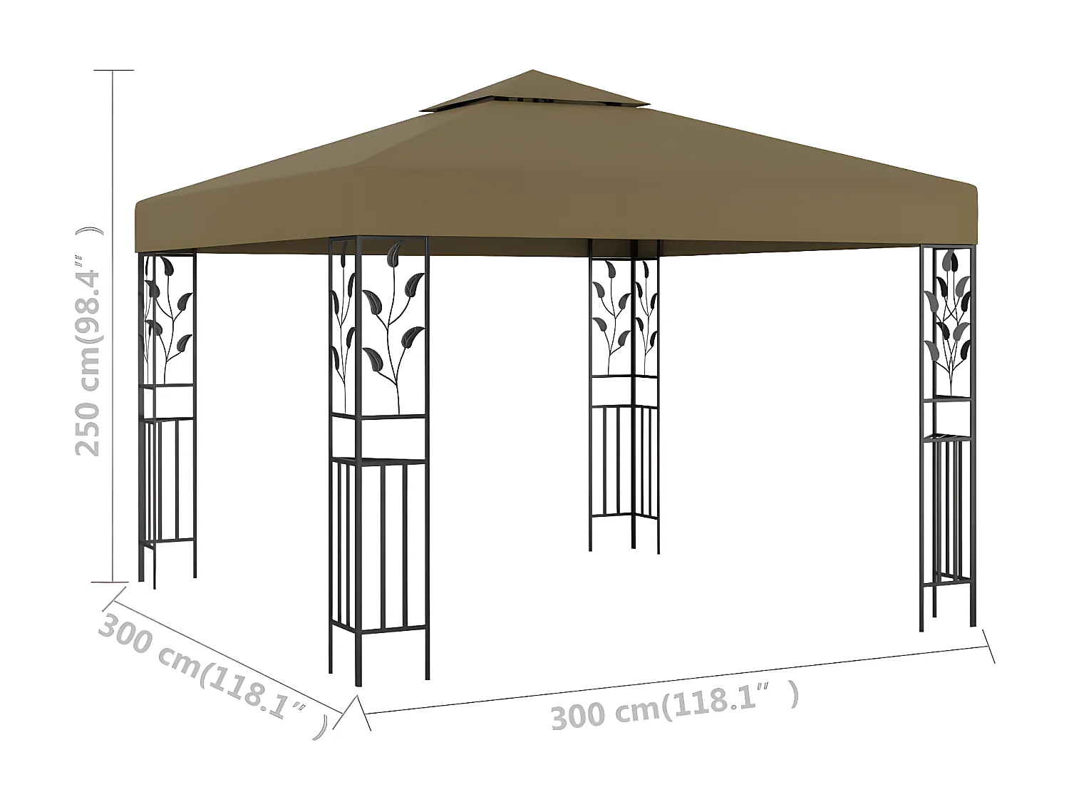 Tonnelle 3x3 m Taupe 180 g/m² WVGQ6469