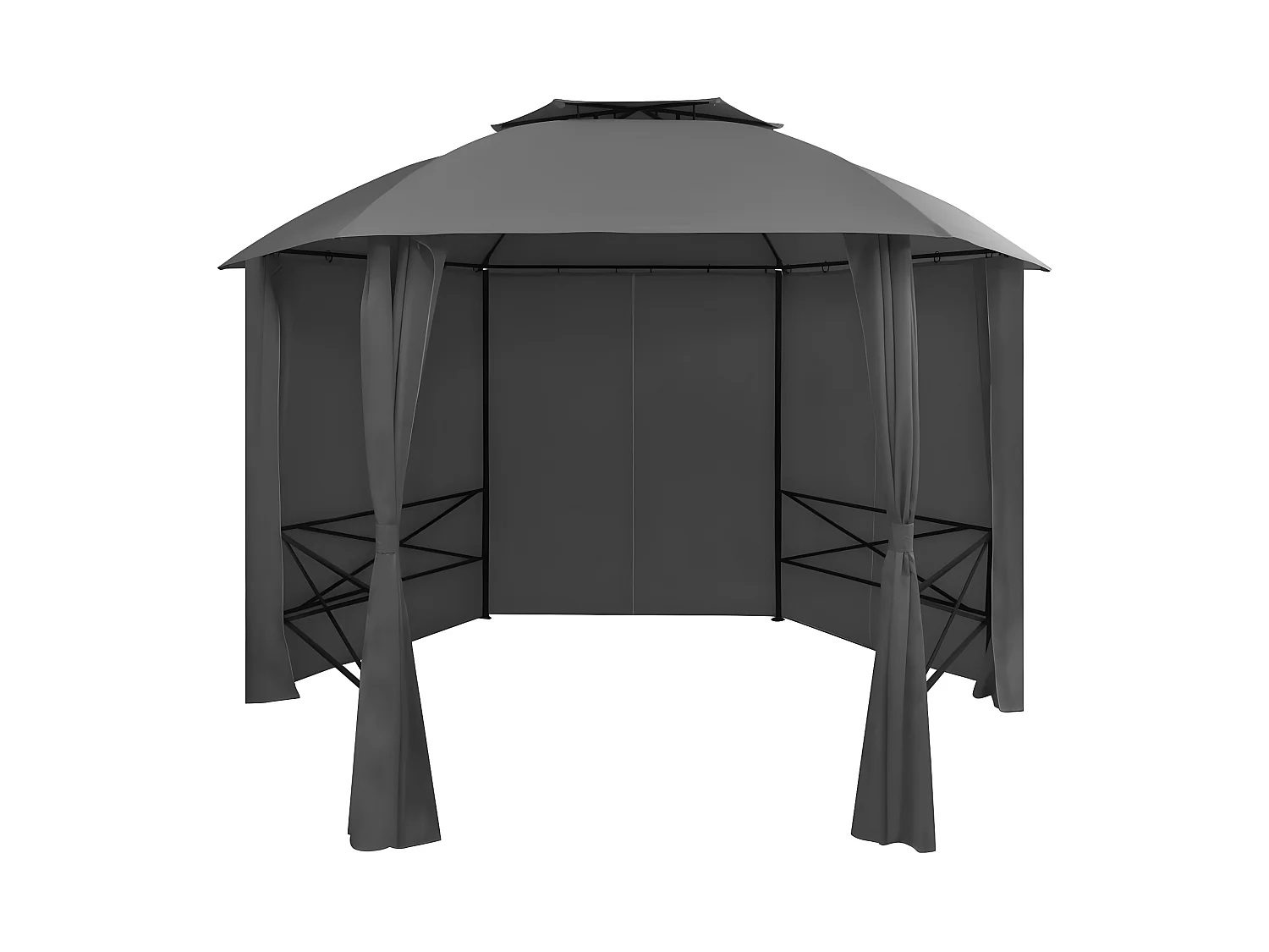 Tonnelle de jardin avec rideaux Hexagonal 360 x 265 cm WVGQ1005